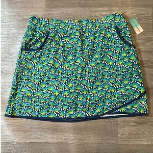 Bermuda Sands Dottle Green Golf Skort XL Floral Print UPF 50+ Wick Away NEW